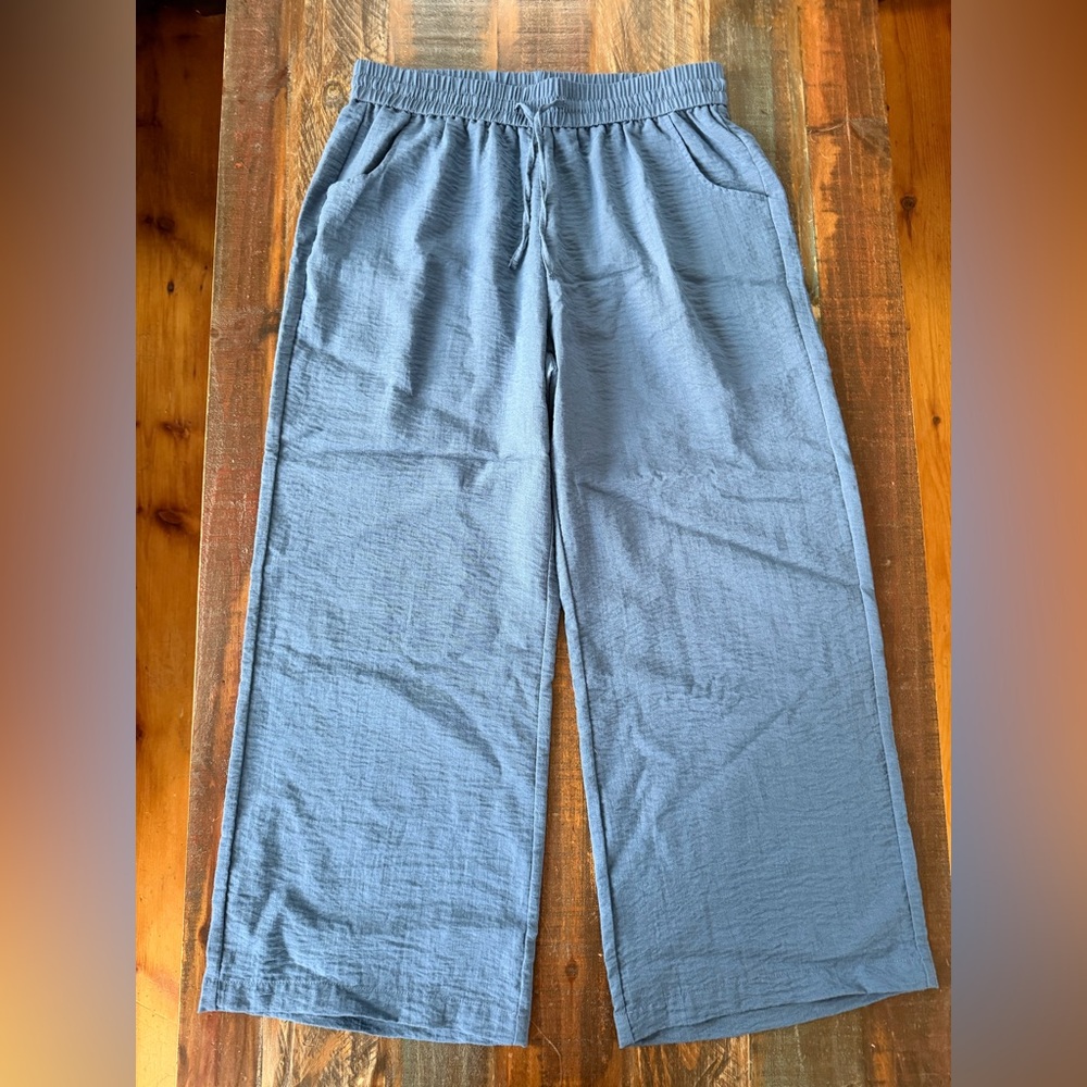KICZOY Women’s XL Blue Wide Leg Elastic Drawstring Waist Pants | SKU 0059